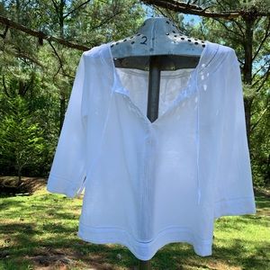 White Cotton Shirt Spring Women Eddie Bauer Medium
